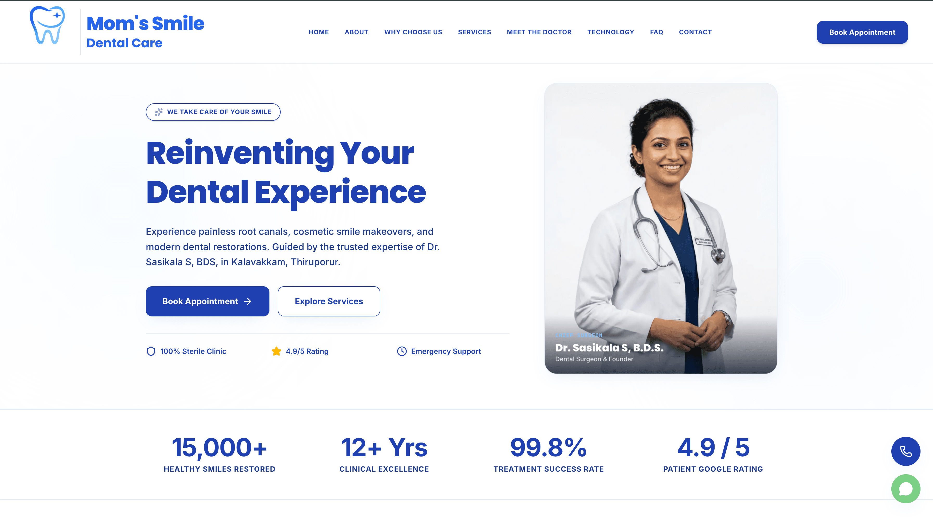 Mom's Smile Dental Clinic website screenshot